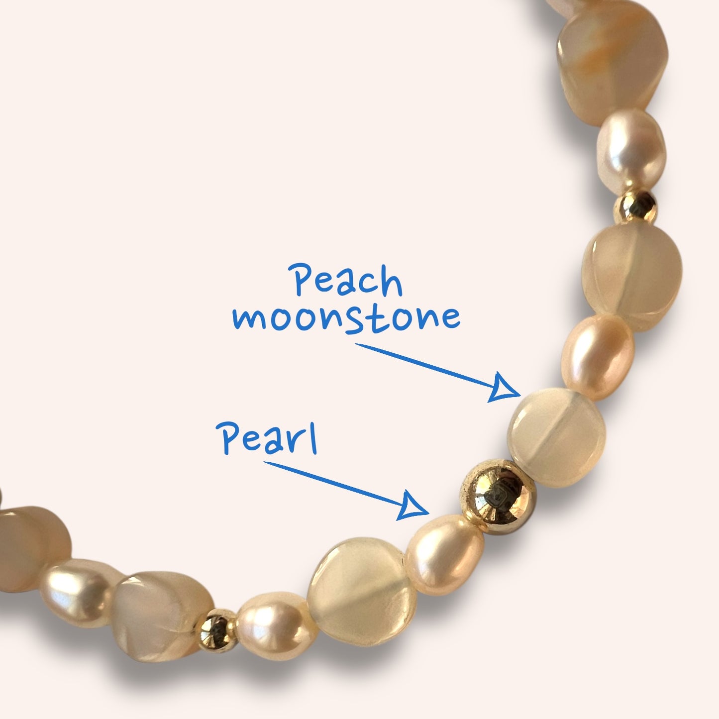 Peachy Moon Stone & Pearl Bracelet