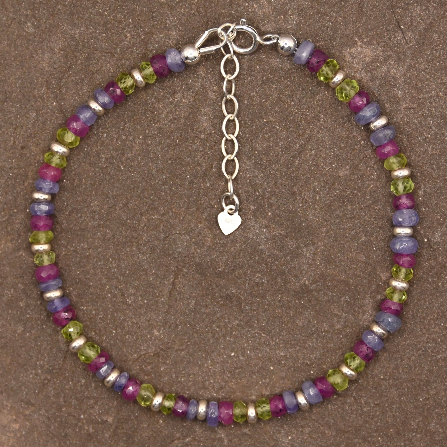 Vitality & Abundance Trio (Tanzanite, Ruby & Peridot) Bracelet