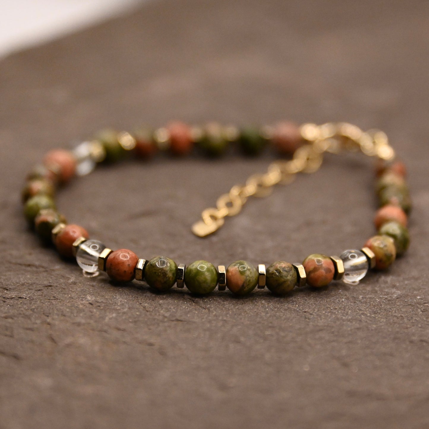 Stone of birth & vision (Unakite) bracelet