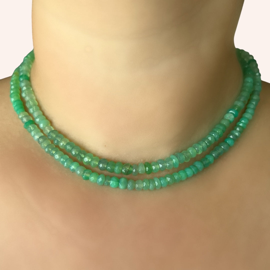 Verdant Glow (Chrysoprase) wrap necklace