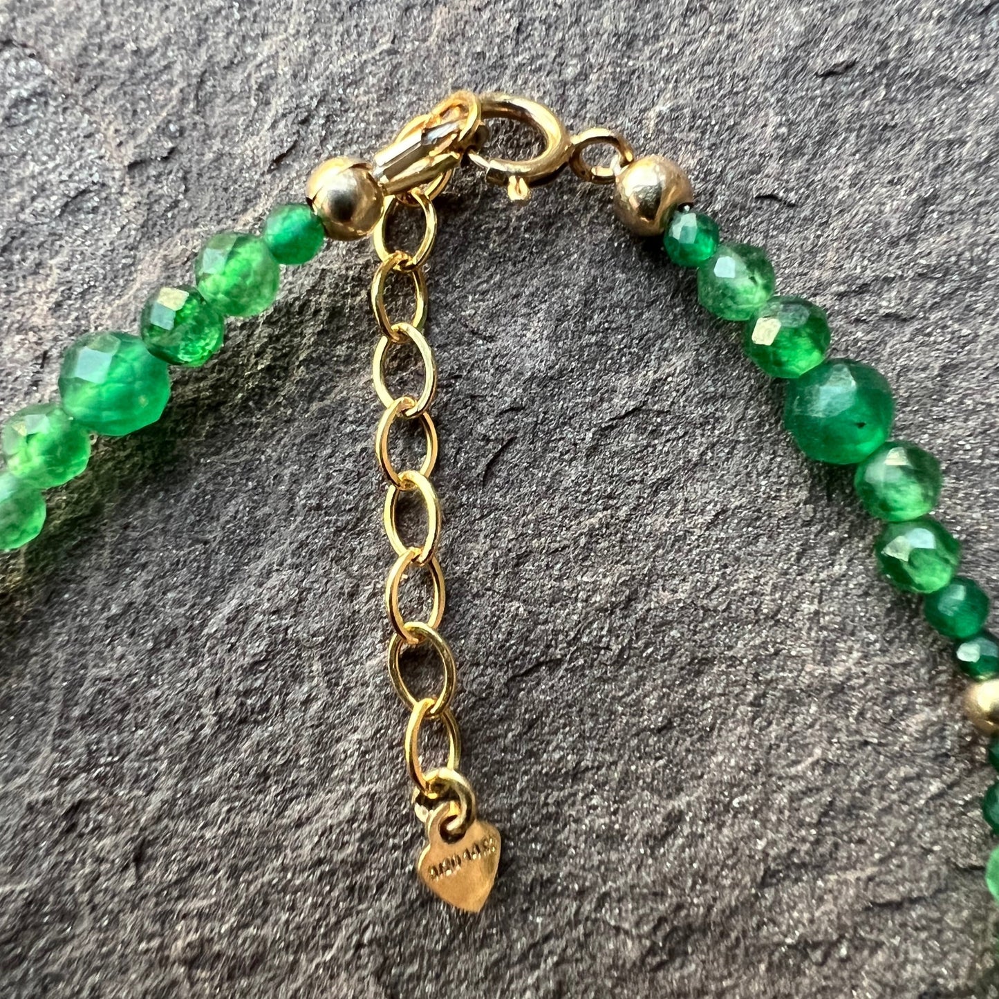 Smart and Strong (Green Onyx) Bracelet with gold beads