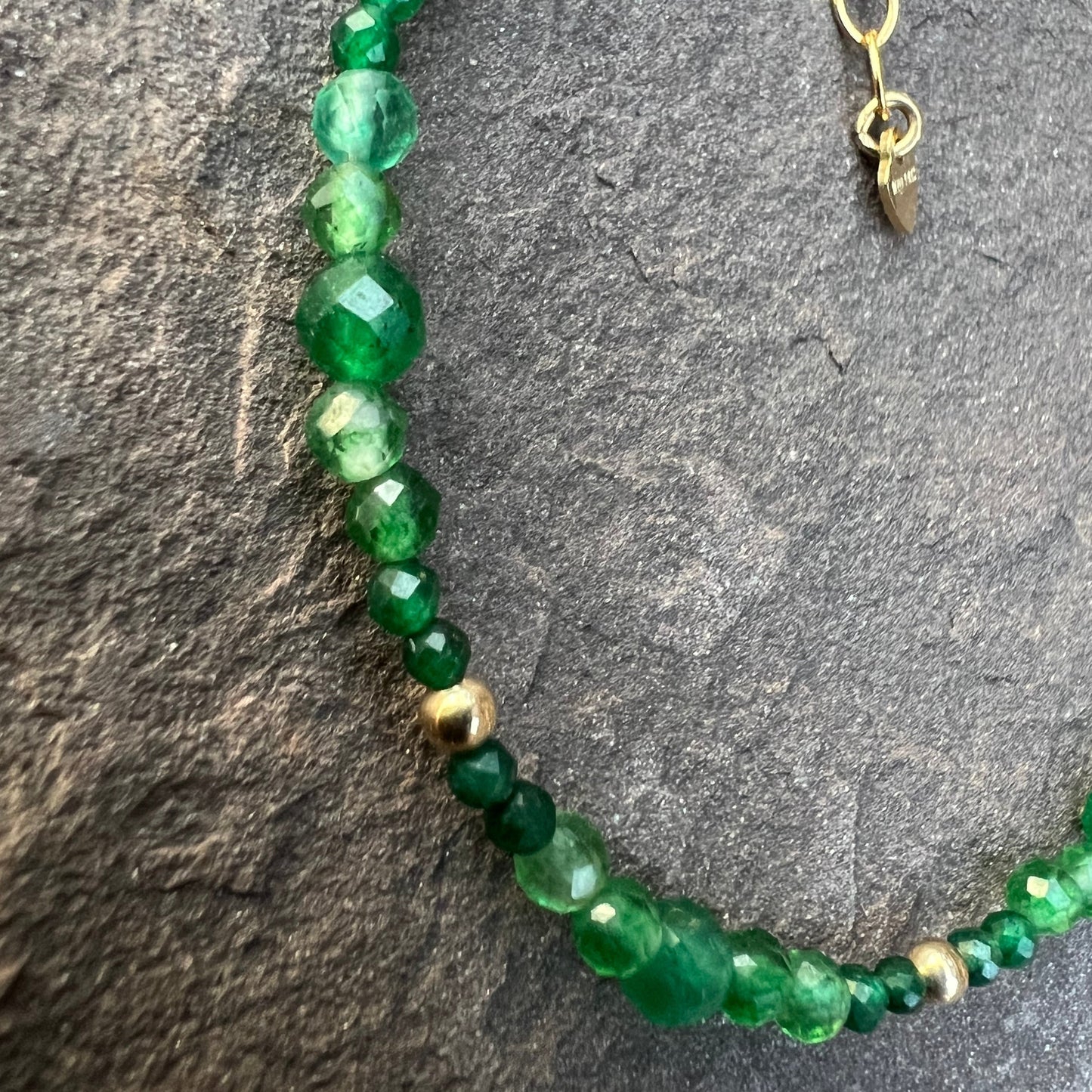 Smart and Strong (Green Onyx) Bracelet with gold beads