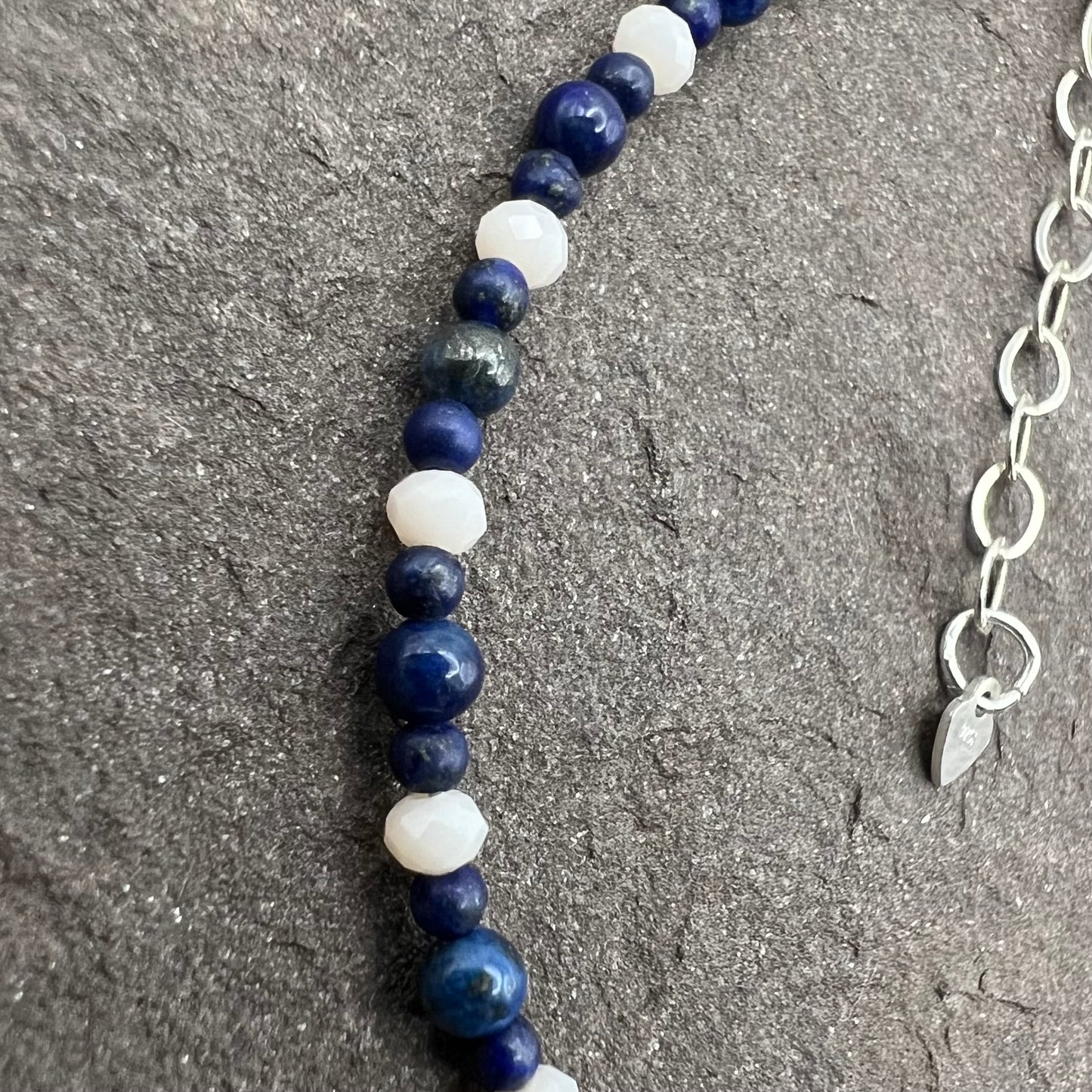 Wisdom and Beauty (Lapis Lazuli & white jade) bracelet