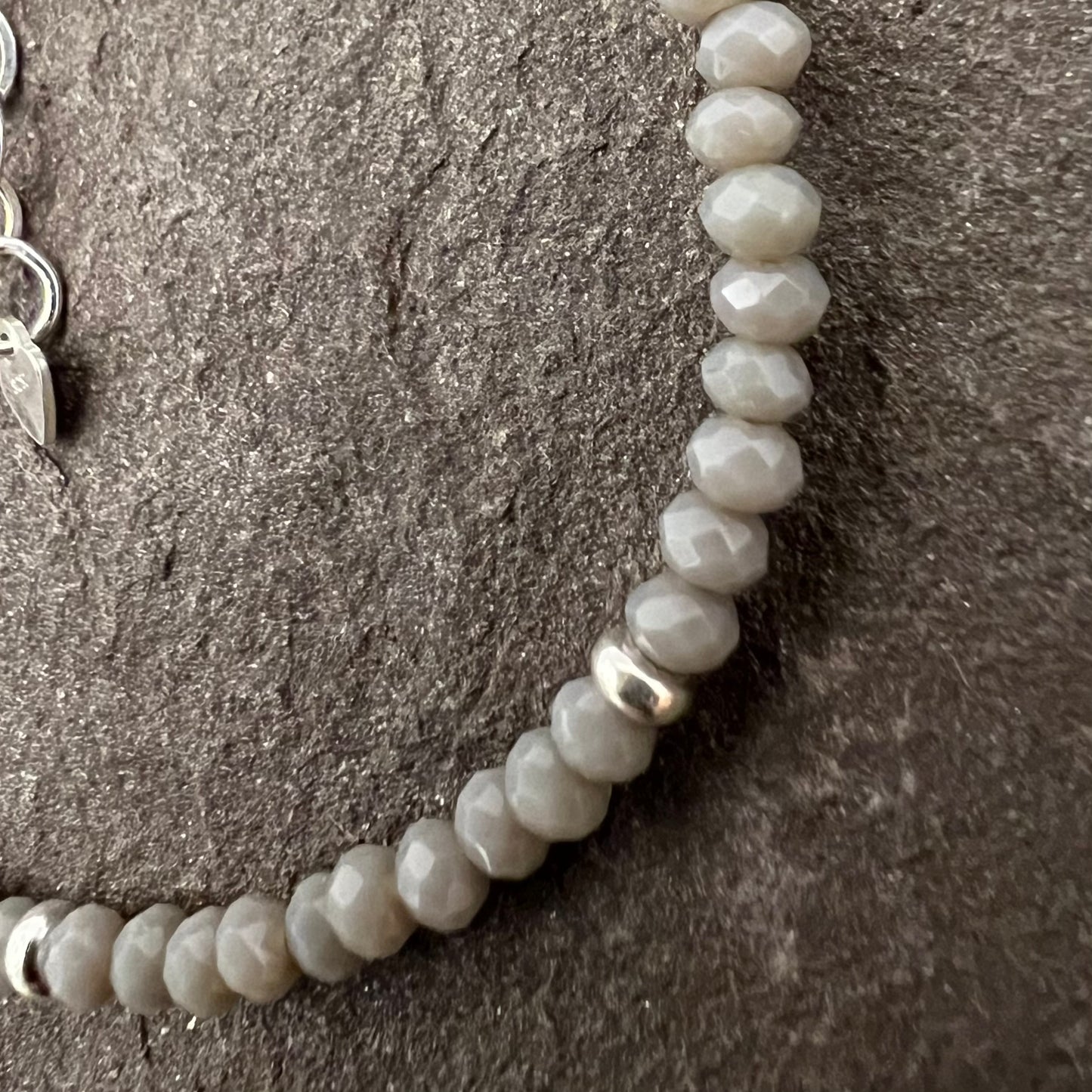 Gray crystal beads and sterling silver