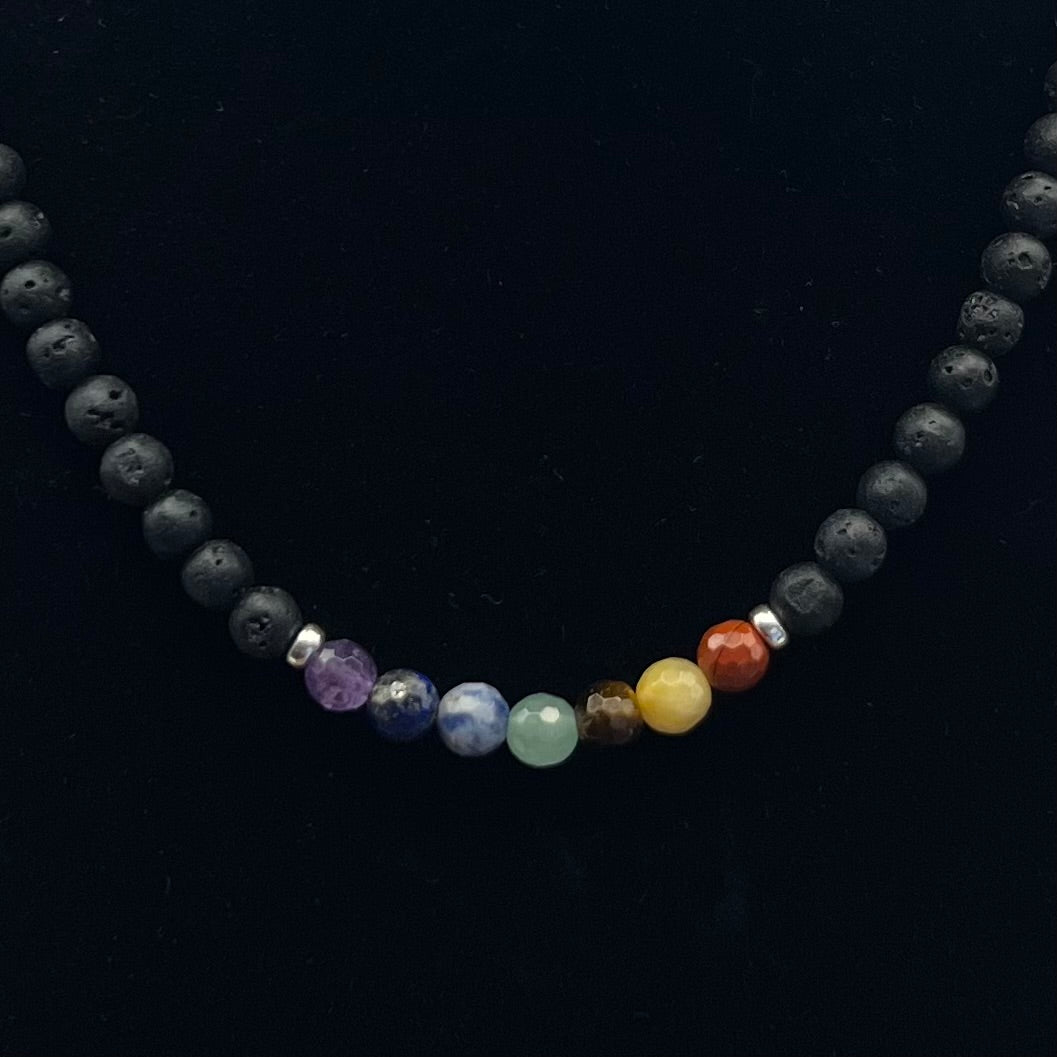 7 Chakras Lava Stone Diffuser Necklace