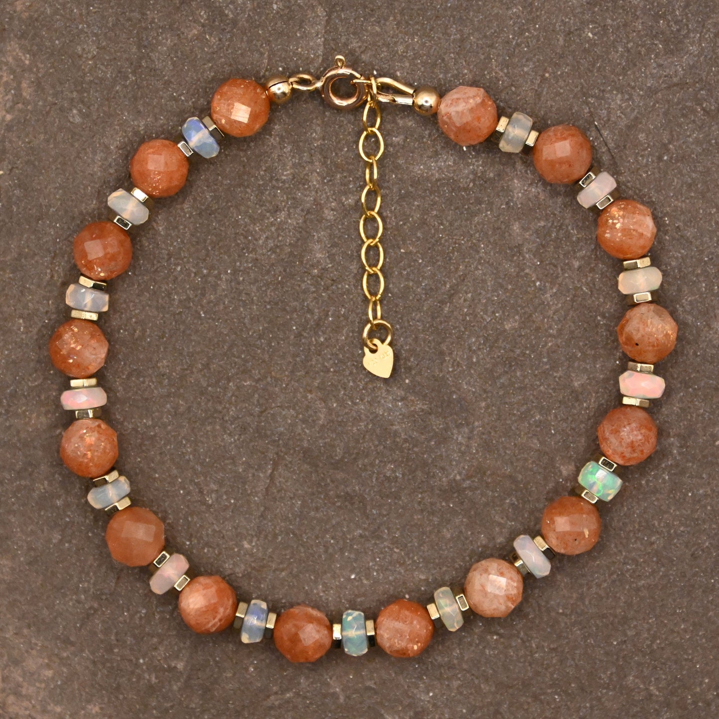 Helios' Embrace (Sunstone & Fire Opal) Bracelet