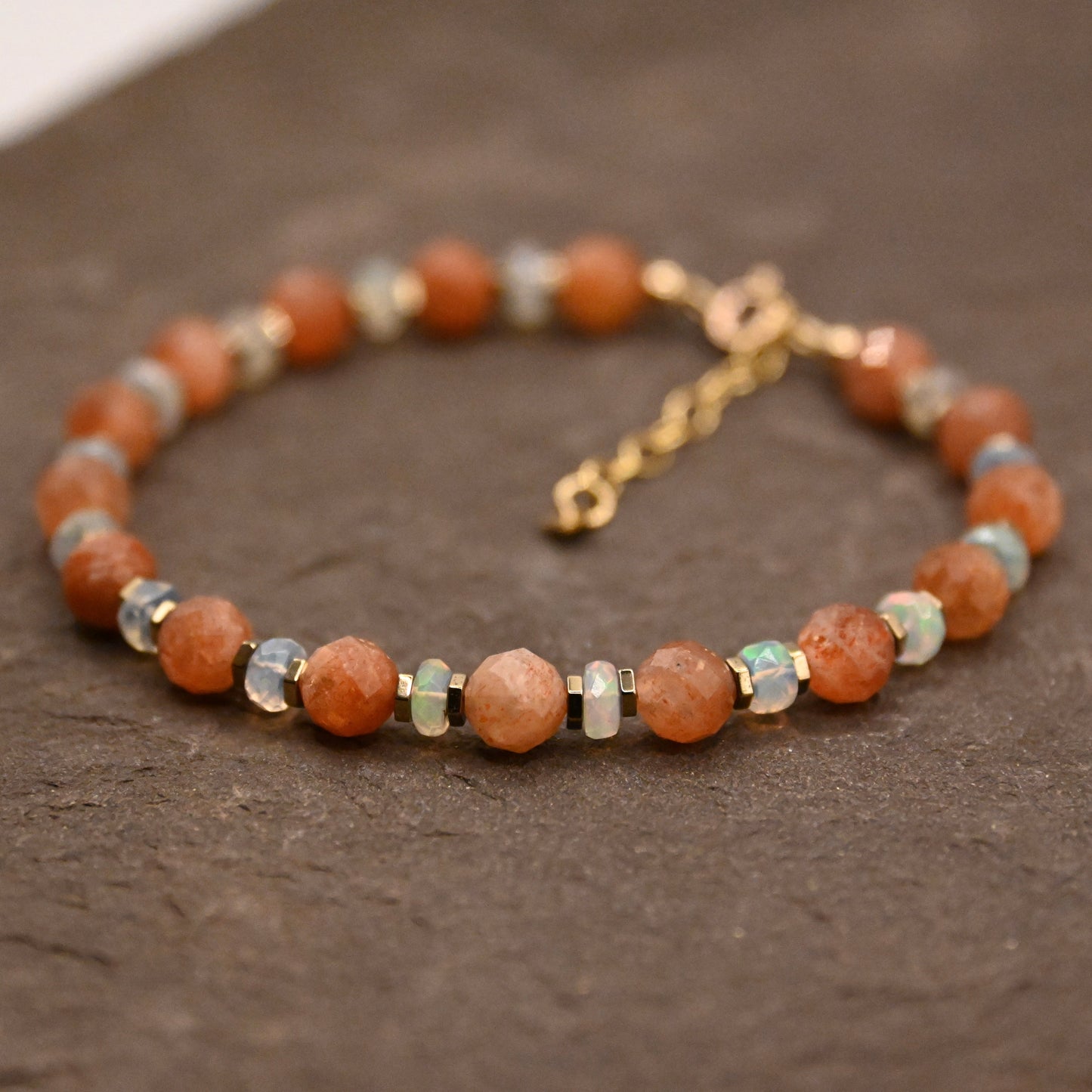 Helios' Embrace (Sunstone & Fire Opal) Bracelet