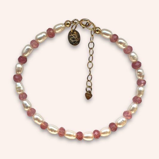 Rose Pearl Bloom (Pink Agate & Pearl) Bracelet