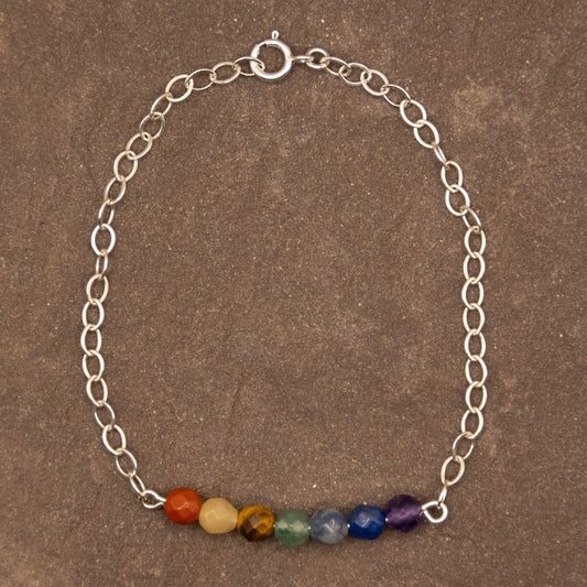 7 Chakras Bracelet in Silver