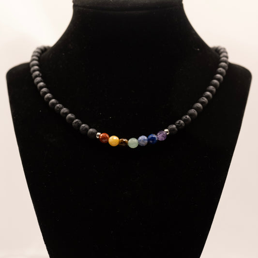 7 Chakras Lava Stone Diffuser Necklace