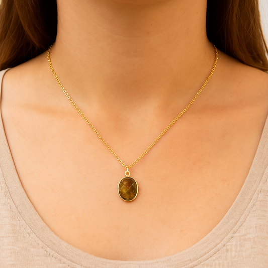 Golden Tiger’s Eye Pendant Necklace on 14k Gold-Filled Chain