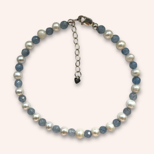 Blue Mist Pearl (Blue Agate & Pearl) Bracelet