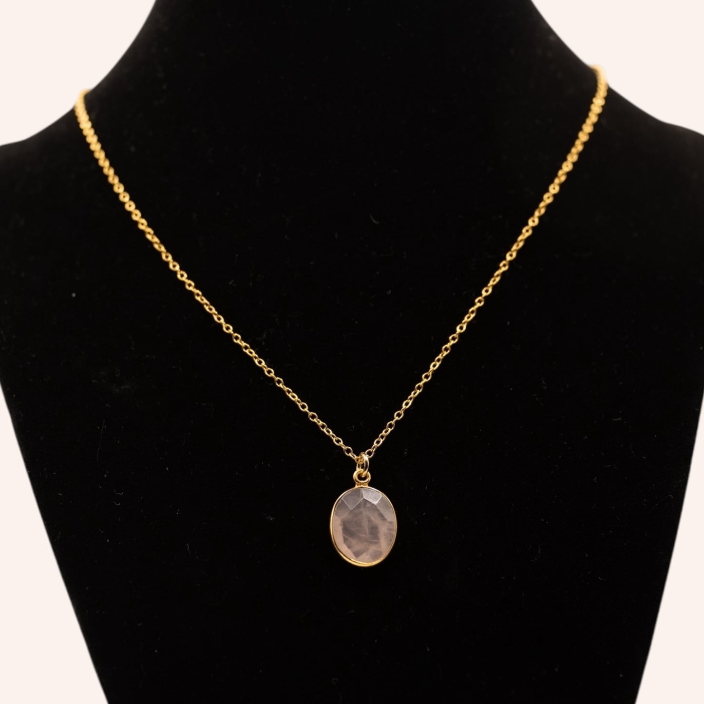 Rose Quartz Pendant Necklace – 14k Gold-Filled Chain