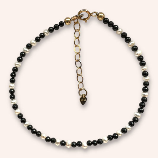 Pearl Eclipse (Black Tourmaline & Pearl) Bracelet