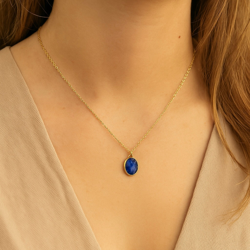 Lapis Lazuli Pendant Necklace on 14k Gold-Filled Chain