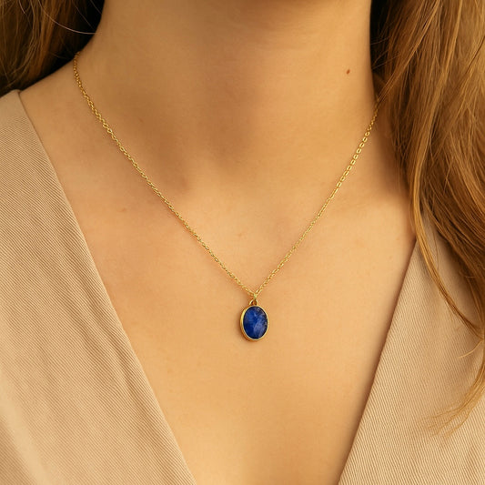 Lapis Lazuli Pendant Necklace on 14k Gold-Filled Chain
