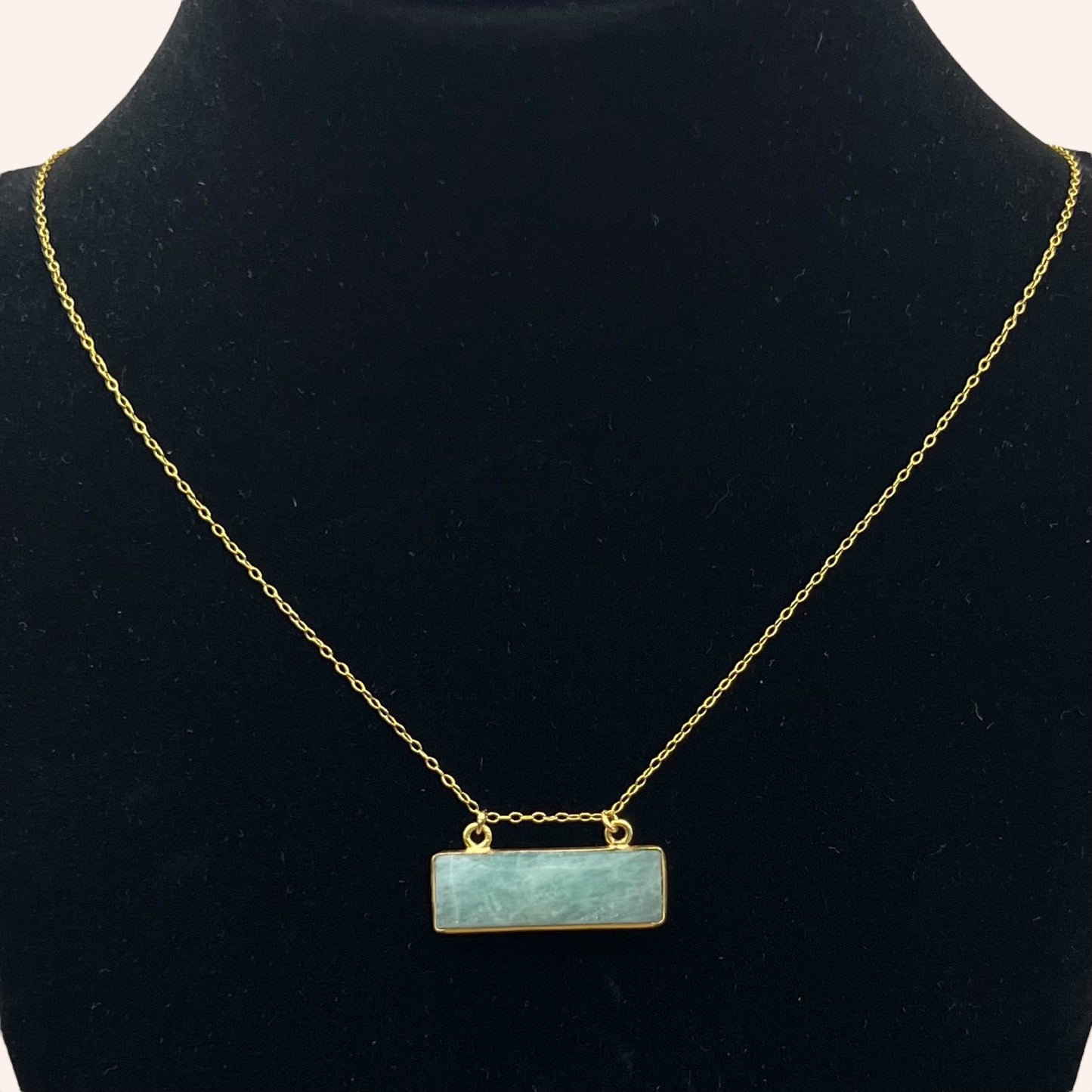 Amazonite Bar Necklace – 14k Gold-Filled Chain