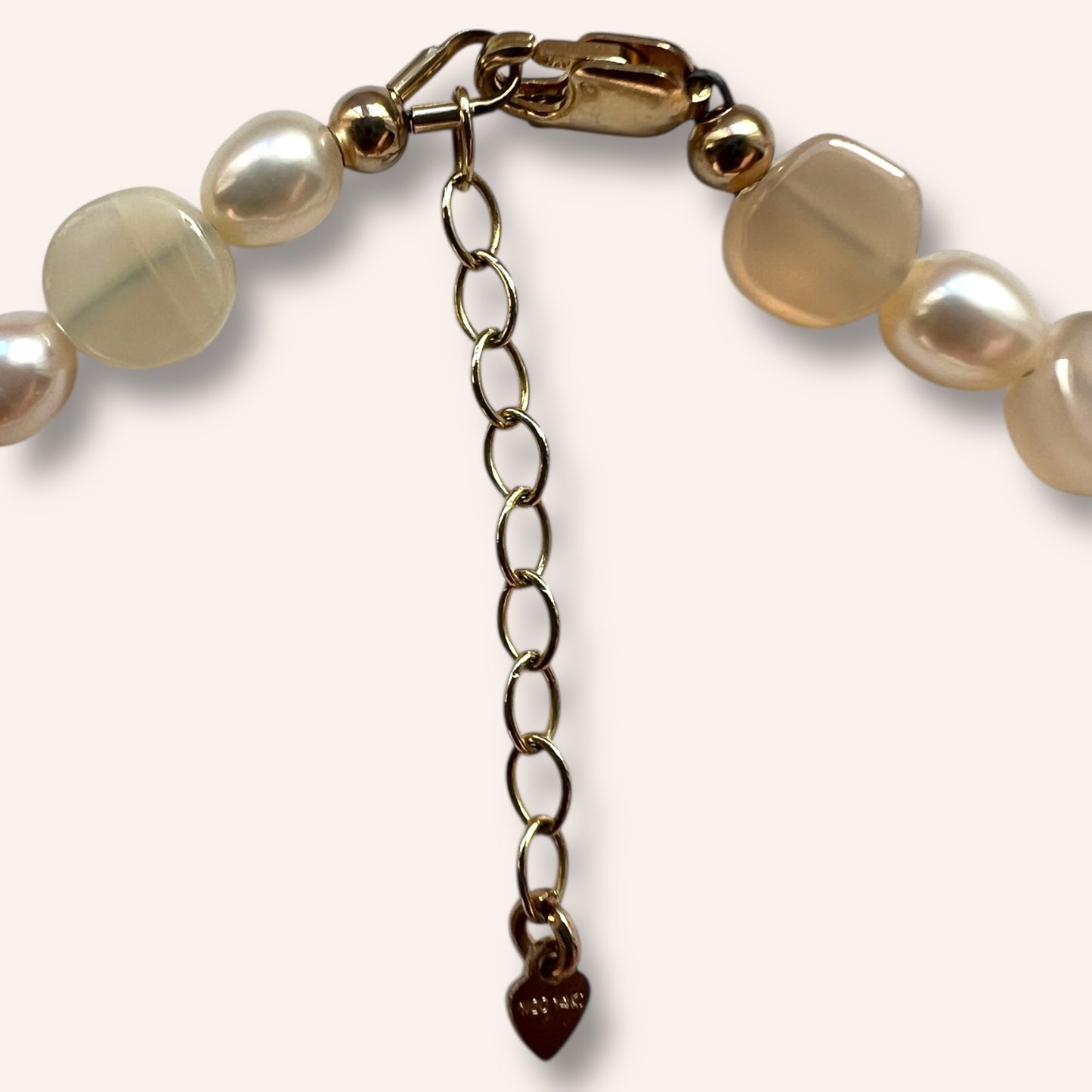 Peachy Moon Stone & Pearl Bracelet
