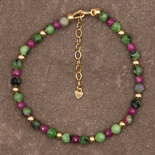 Happy & Protected (Green & Red Ruby) Bracelet