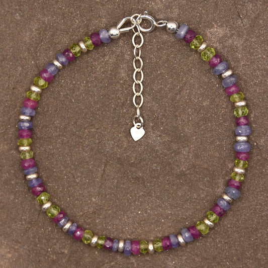 Vitality & Abundance Trio (Tanzanite, Ruby & Peridot) Bracelet