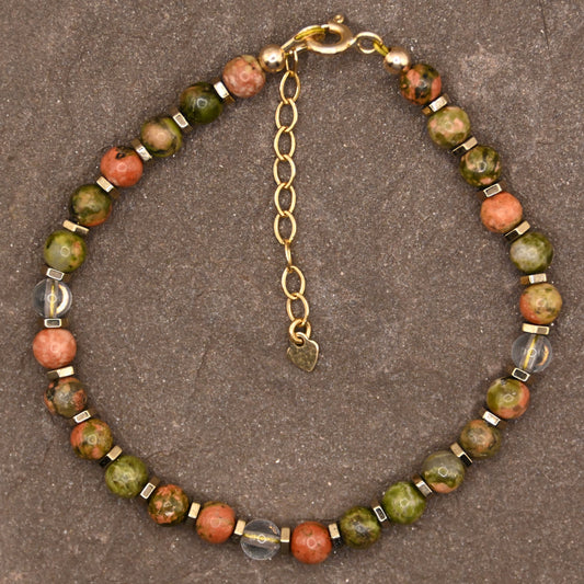 Stone of birth & vision (Unakite) bracelet