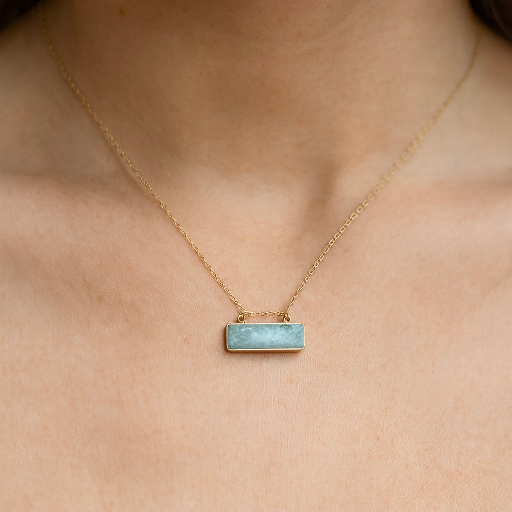 Amazonite Bar Necklace – 14k Gold-Filled Chain