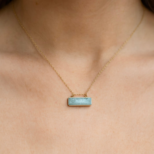 Amazonite Bar Necklace – 14k Gold-Filled Chain