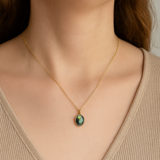 Labradorite Pendant Necklace on 14k Gold-Filled Chain