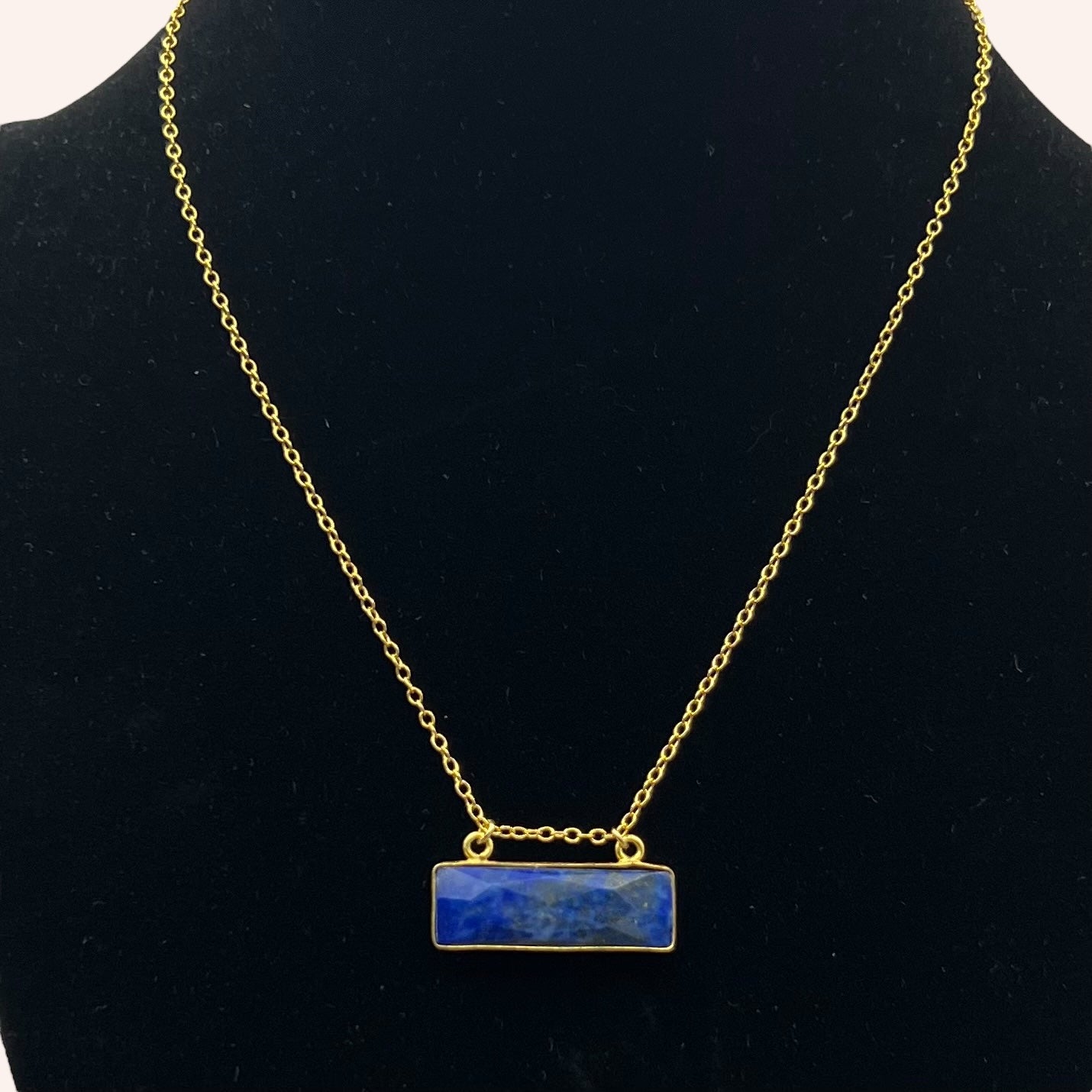 Lapis Lazuli Bar Necklace – 14k Gold-Filled Chain