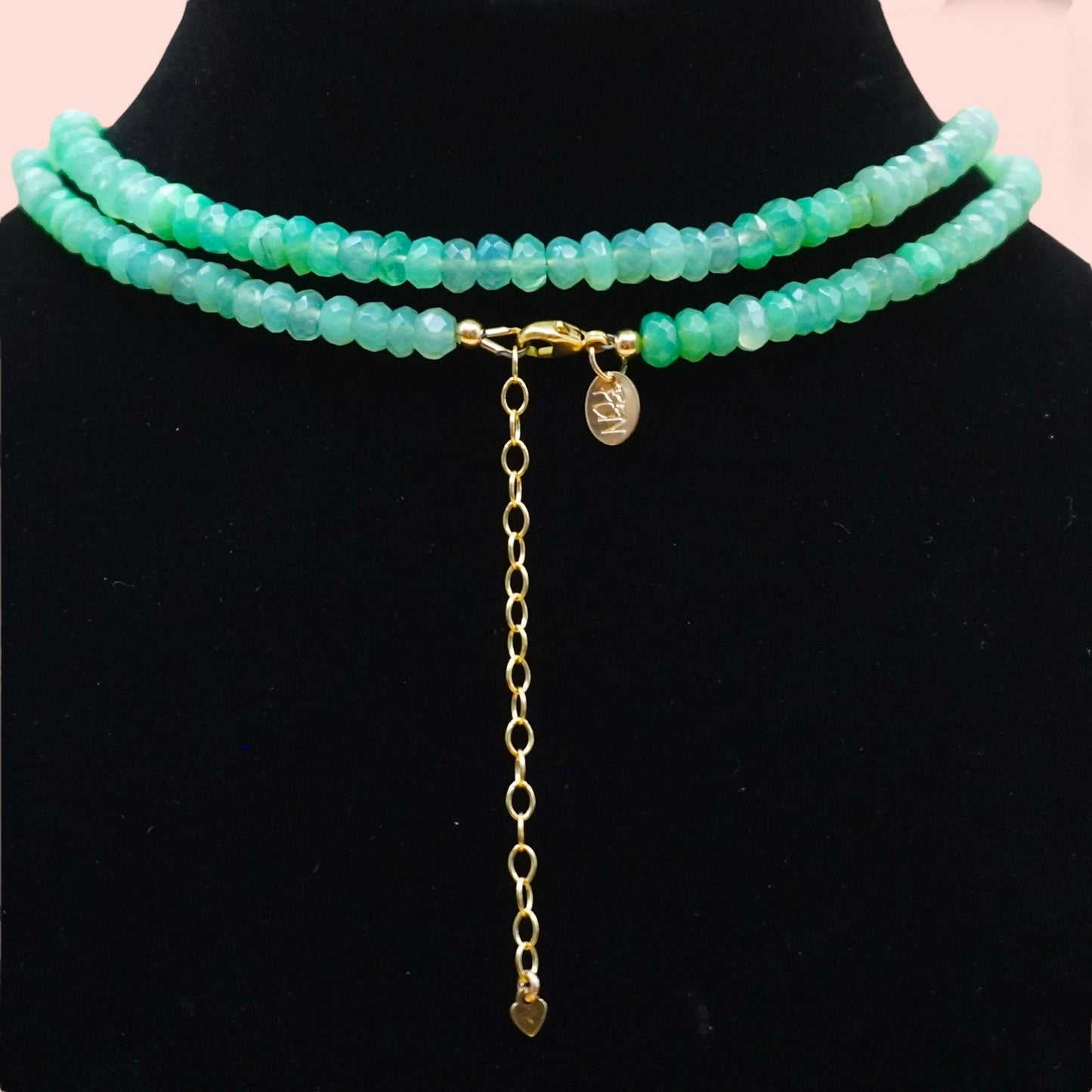 “Verdant Glow” chrysoprase wrap necklace