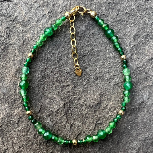 Smart and Strong (Green Onyx) Bracelet with gold beads