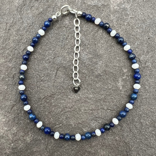 Wisdom and Beauty (Lapis Lazuli & white jade) bracelet