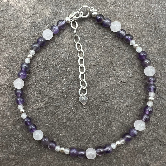 Mind and Heart wellness (Amethyst and Rose Quartz) bracelet