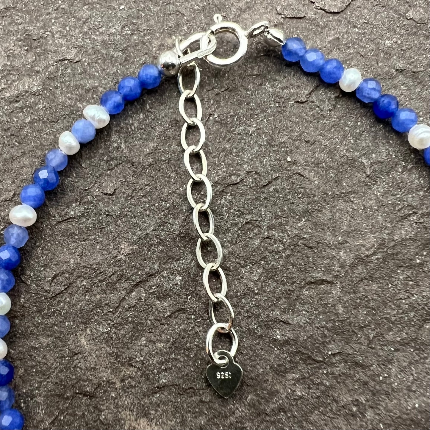 Pulsera de Aventurina Azul y Perlas 