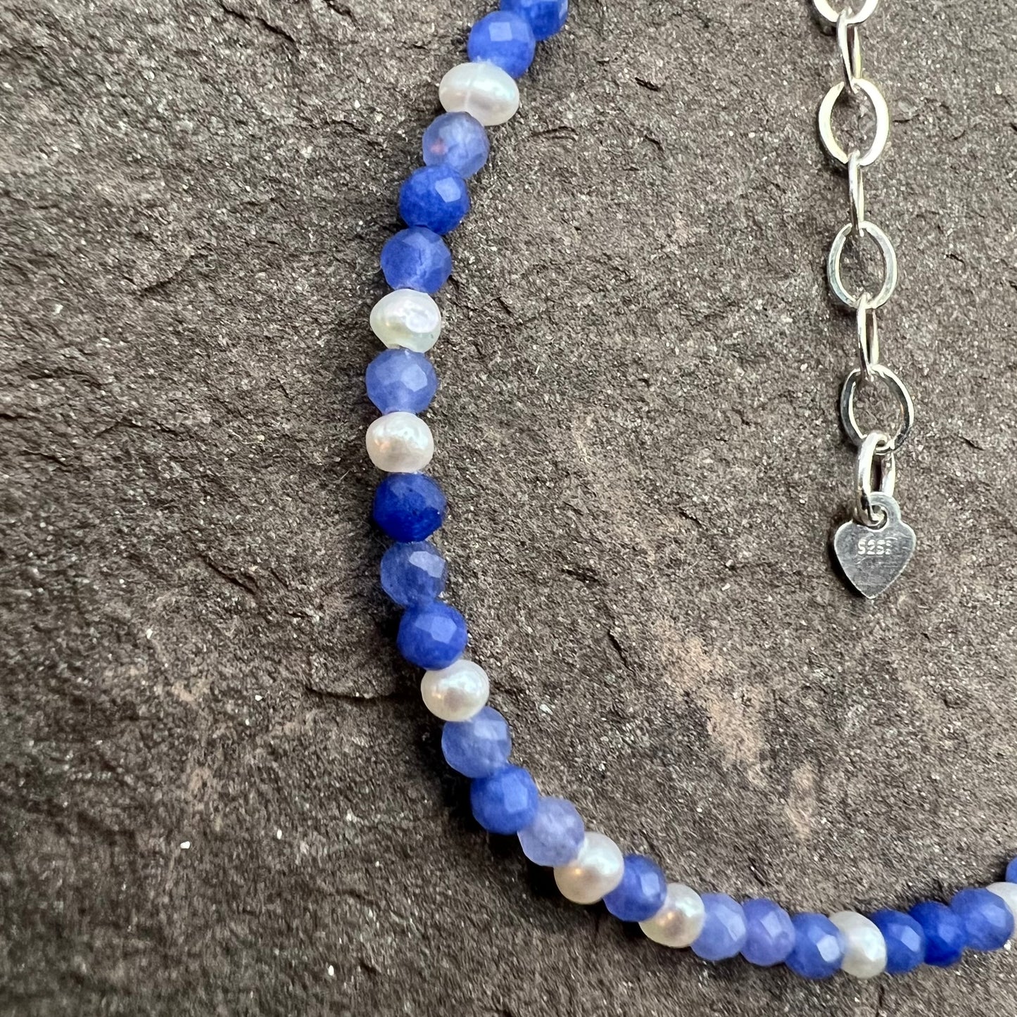 Pulsera de Aventurina Azul y Perlas 