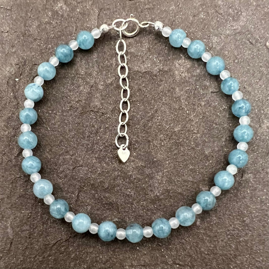 Harmony & Luck (Blue Chalcedony & White Jasper) Bracelet