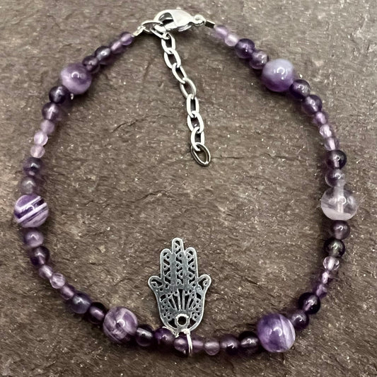 Pulsera de Amatista con Charm Hamsa