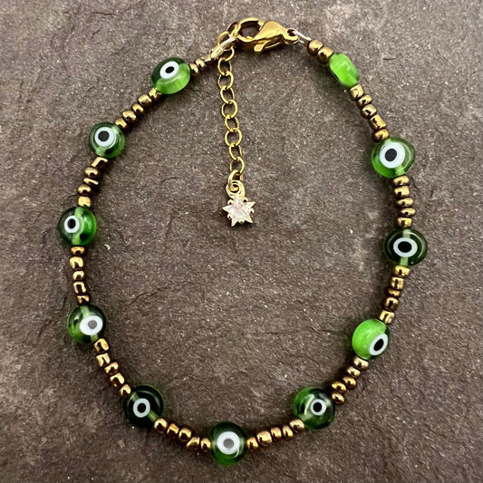 Pulsera de mal de ojo plana/redonda de 6 mm