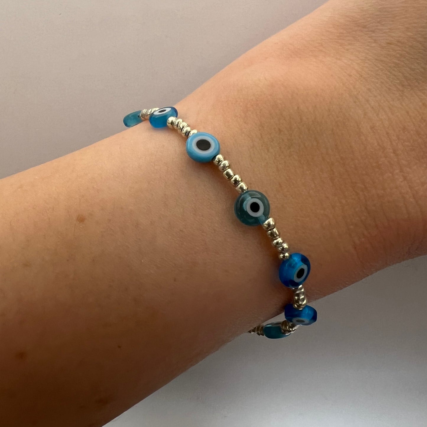 Pulsera de mal de ojo plana/redonda de 6 mm