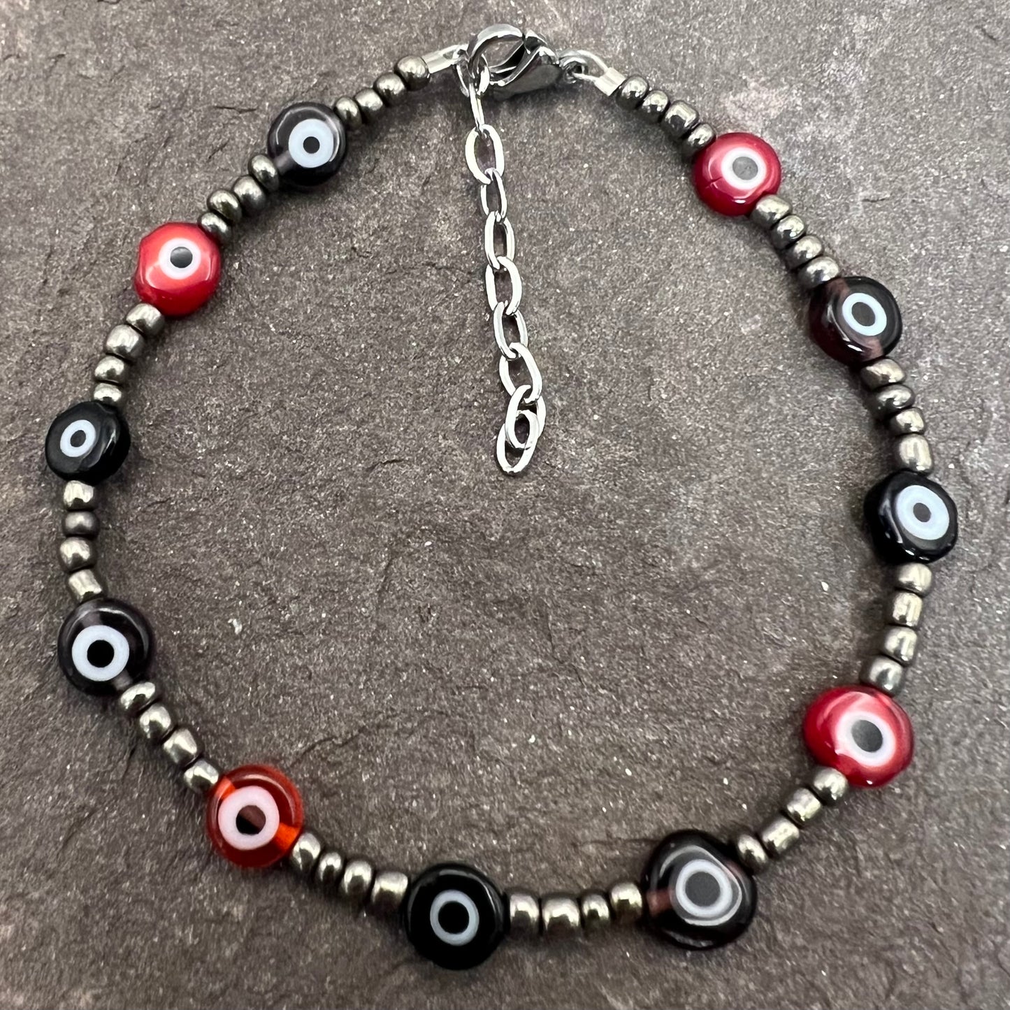 Pulsera de mal de ojo plana/redonda de 6 mm