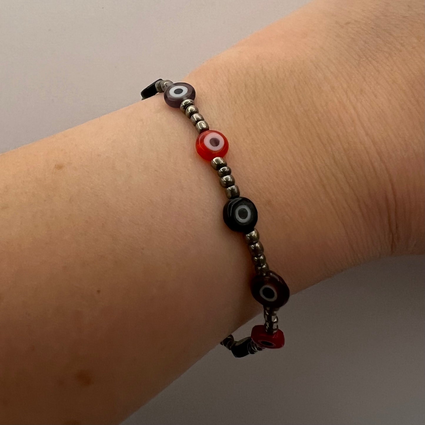 Pulsera de mal de ojo plana/redonda de 6 mm