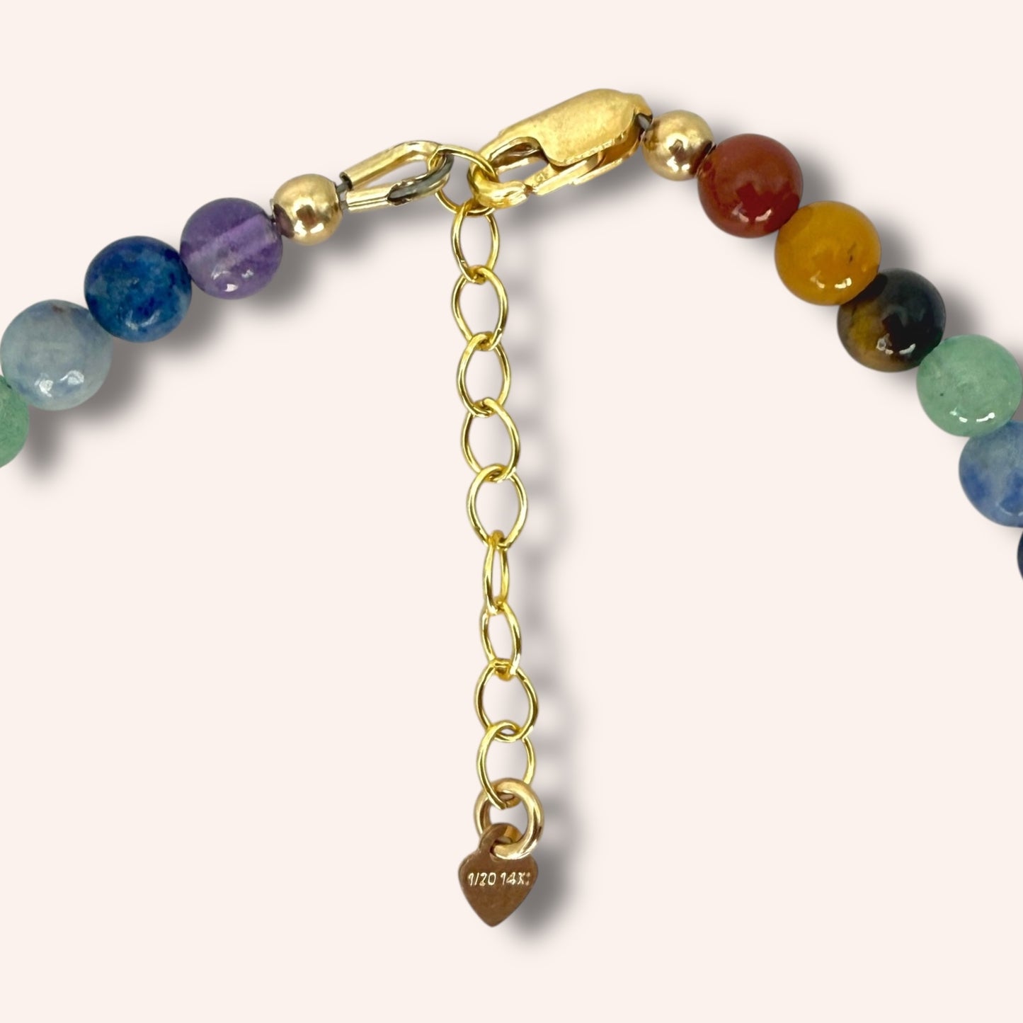 7 Chakra Bracelet with Clear Quartz & 14k Gold-Filled Accents