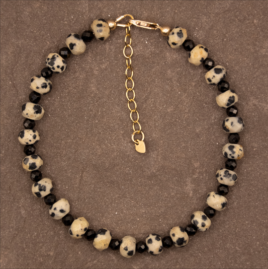 Black Tourmaline & Dalmatian Jasper Harmony Bracelet